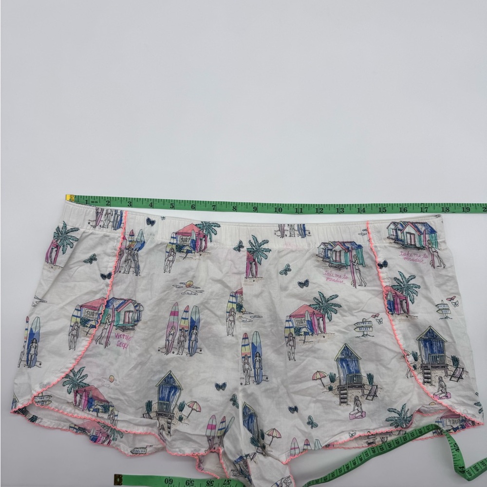 Victoria's Secret White Printed‎ Beach/Surf Scene Lounge Shorts, L - Picture 3 of 12